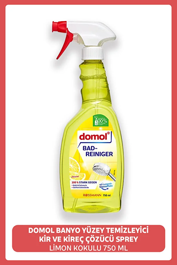Domol Banyo Yüzey Temizleyici Kir Ve Kireç Çözücü Sprey Limon Kokulu 750 ml