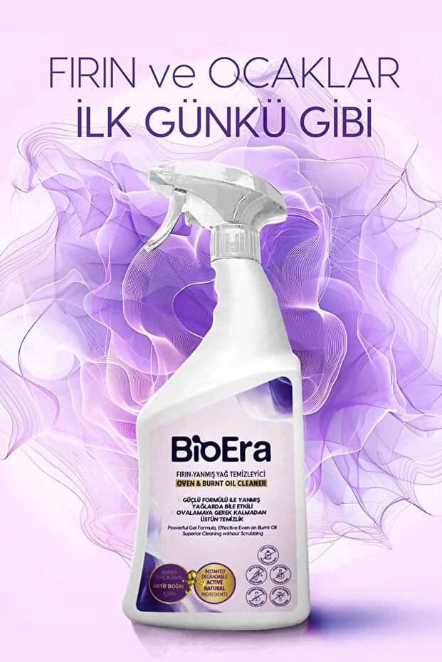 BioEra Güçlü ve Doğal Formüllü Fırın Izgara Yanık Yağ Sökücü Temizleyici Sprey 750ml